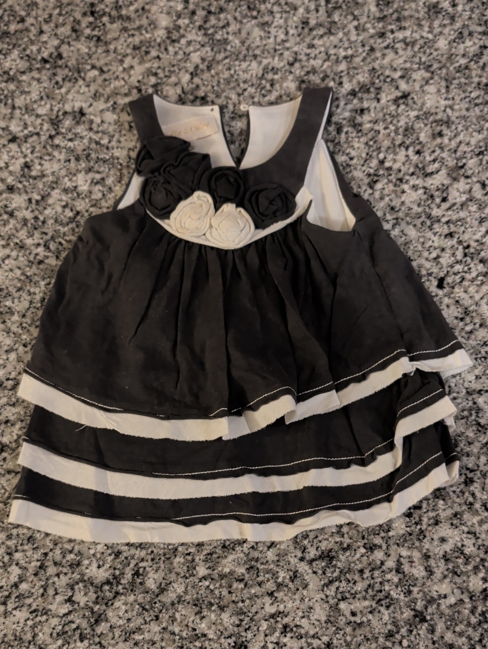 Isobella & Chloe Black and Cream Layered Ruffle Dress